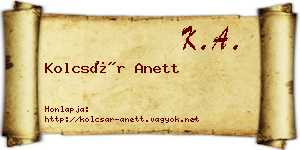 Kolcsár Anett névjegykártya